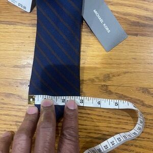 NWT Michael Kors Navy Tie with Brown Diagonal Stripe Sz OS